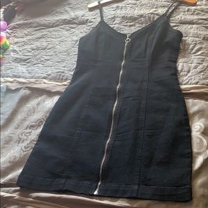 Black and Silver zipper Denim dress